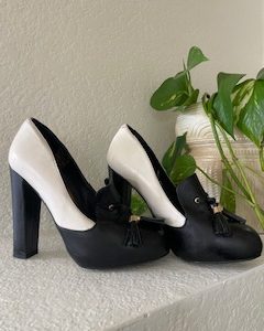 ASOS Black and White Leather Heels